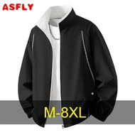 ASFLY 8XL Plus Size Cargo Jacket Men Spring Autumn Solid Color Cargo Jacket Male Fashion Casual Camp