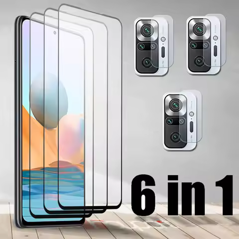 Tempered Glass For Redmi Note 10 Pro Max Note 10S Screen Protector + Camera Soft Lens Film For Redmi