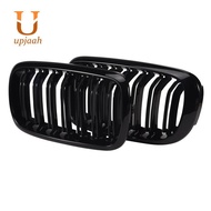 Front Kidney Grille Double Slat Sport Grill For X5 F15 X6 F16 X5M F85 X6M F86 2013-2019 (Gloss Black