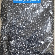 Black alphabet flat beads with white list 1 pound