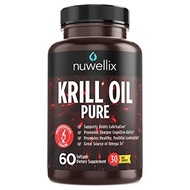 Nuwellix Krill Oil Supplement 1000mg Softgels with Omega 3 EPA， DHA and Astaxanthin - Promotes Joint