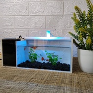 AQUARIUM MINI AKRILIK FULLSET MURAH IKAN CUPANG HIAS SIZE 28X12X12 CM POMPA FILTER LAMPU AQUARIUM AK