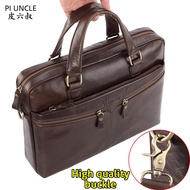 PIUNLCE Genuine Leather Men's Briefcase Backpack 14‘’ Laptop Handbags For Work Computer Bags For Men Vintage Cowhide Crossbody Documents Laptop Business Bag Big Male Tote Crossbody Travel Messenger Shoulder Bags Brown Leather Casual Handbags Office Bags