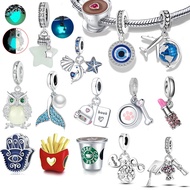 925 Sterling Silver Blocking Pendant Charms Charm Amulets Swing Fit Bracelet