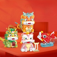 Micro Particle Building Block Assembly Toy 16371-16374 New Year Gift for Lion Dance and Lion Awakeni