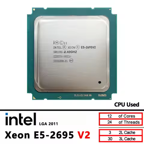 Intel Xeon E5 2695V2 E5 2695 V2 Used 2.4GHz 12 cores and 24 threads cpu processor LGA 2011