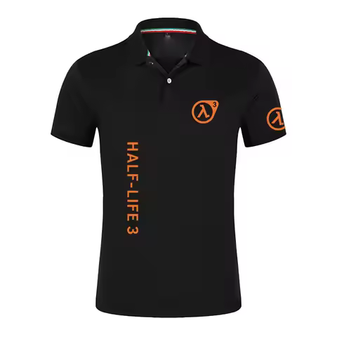 Half Life 3 I Want To Believe 2026 New Summer Men's Short Sleeve Collar Tshirts New Solid Color Casu