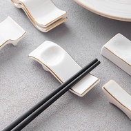 ✨Bone porcelain semi-circular gold-edged chopstick Bone China Semicircle Phnom Penh chopstick Rest S
