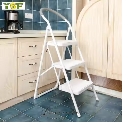 YSF household folding ladder multi-functional white herringbone ladder indoor pedal widening two-ste