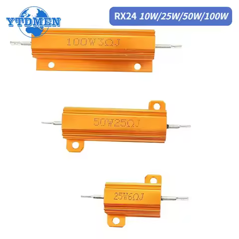 1PCS Aluminum Power Metal Shell Case Wirewound Resistor 10W 25W 50W 100W RX24 0.1~1Kohm 8 10 50 1K O