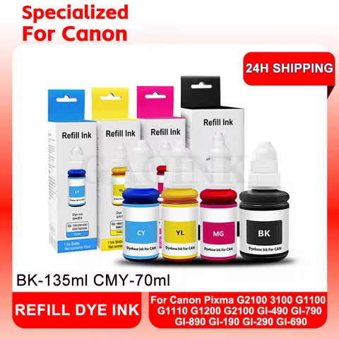 Dye Ink For Canon Pixma G2100 3100 1800 2800 1411 GI-490 GI-790 Desktop Dye Ink For Canon Inkjet Pri