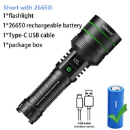 Super Bright Spotlight Long Range LED Flashlight With 26800 Parallel Battery Rechargeable Lamp Tacti