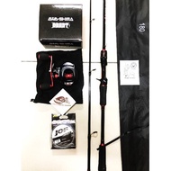 SKYGITZ MALAYSIA HUNTER STEEL ROD COMBO AWASHIMA BEAST BC REEL, LEFT RED
