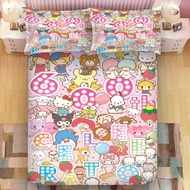 sanrio Bedsheet and Pillowcase Single/Super single/Queen/King Fitted Bedsheet Customizable Cartoon B