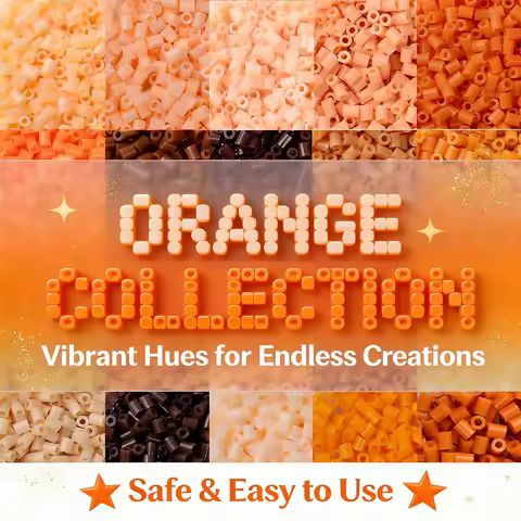2.6mm Bulk Orange Color Series Perler Beads Refill Pack - 1000/5000pcs Fusible DIY Art Craft Fuse Be