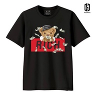 HAENHA Bear Money Rich Bu Kaos Distro - T-Shirt Screen Printing Unisex Black White 91F7