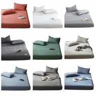 DansUnReve Bedsheet Twin Queen King Size Cotton Fitted Sheet Solid Color Bed Sheet White Grey Single