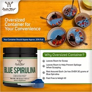 Blue Spirulina Powder - Maximum 35% Phycocyanin Content, Superfood Powder from Blue-Green Algae, Mixes into Smoothies and Protein Drinks, Natural Food Coloring (One Month Supply) by Double Wood