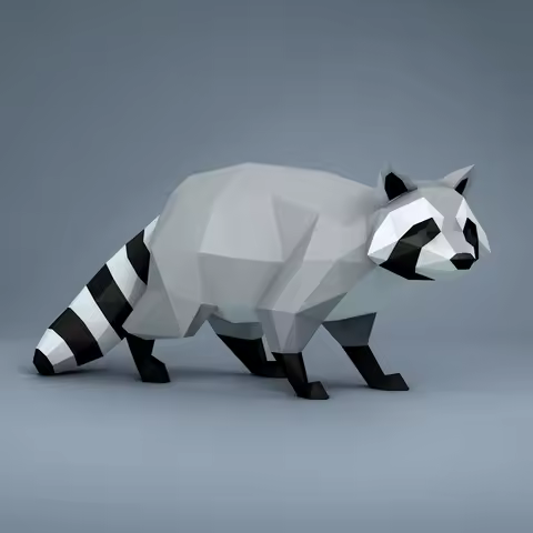 Raccoon 3D Paper Model Procyon Lotor Animal DIY Puzzles Desk Decor Home Decoration Originality Handm