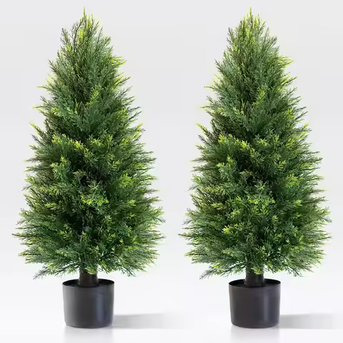 Simulation Pine & Cypress Potted Green Plants Christmas Tree Ornaments Hotel Floor Decoration Fake T