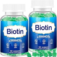 Hair Skin and Nails Gummies, 2 Pack High Potency Hair Vitamin for Women, Men & Kids, Vitamin D & E,B