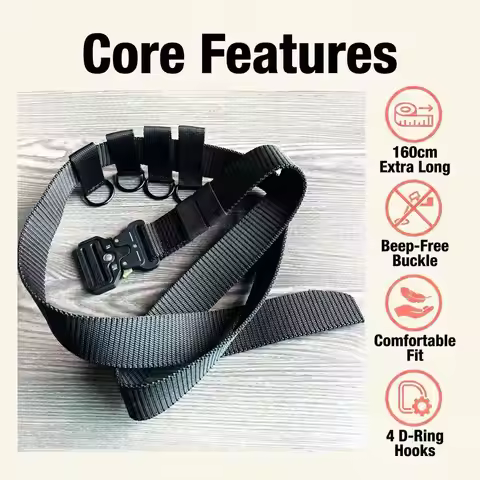 1.5m Quick Release Tactical Belt 59 Inch for 400lbs+ Super Big Men - Plastic Snake Buckle No Metal D