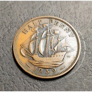 Great Britain Old Coin King George VI 1/2 Penny Year 1939
