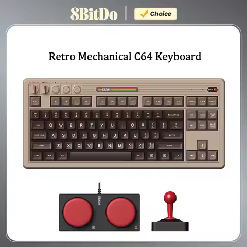 8BitDo Retro Mechanical Keyboard C64 Edition，Bluetooth/2.4G/Wired，Hot Swappable Gaming Keyboard for 