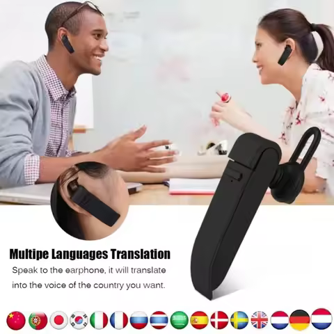 Ear-mounted Language Translator Wireless Bluetooth Earphone Headphones 25 Language Portable Instant 