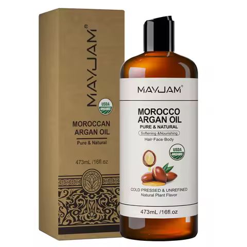 MAYJAM Pure Organic Moroccan Argan Oil Massage On Face, Hair, Body Sweet Almond Oil Cold Pressed USD