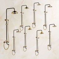 Black Gold Brass Bathroom Faucet Rain Shower Head Mixer System Set With Handshower Tub Spout Uzh406