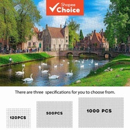 Leisurely Riverside Puzzle 120/500/1000pcs, Swans & Historic Buildings by the River Santai Teka-Teki