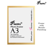 PREMO SHINO A4 ((21cm x 29.7cm)) Certificate or A3 (42cm x 29.7cm) Poster Frame Metalic Gold Silver