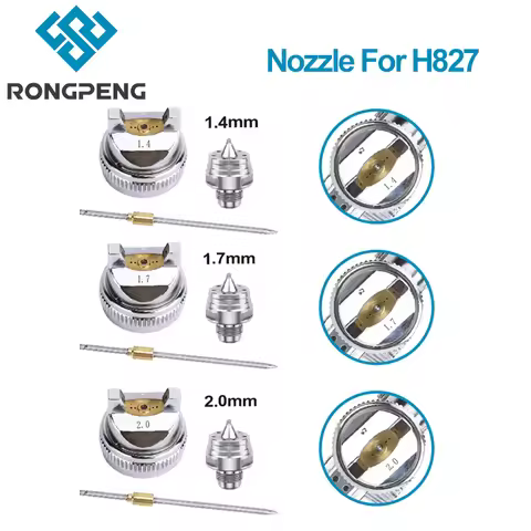 RONGPENG 1.4mm 1.7mm 2.0mm HVLP Paint Spray Gun Nozzle Needle Cap Kit Pneumatic Tool For H-827 Airbr