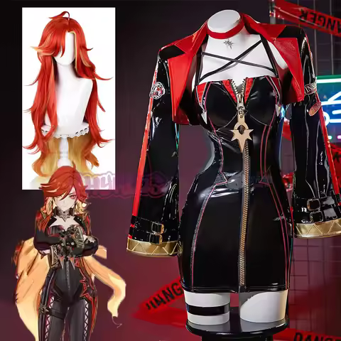 Mavuika From Genshin Impact Cosplay Costume Wig Game Pyro Archon Mavuika PU Racing dress Halloween C