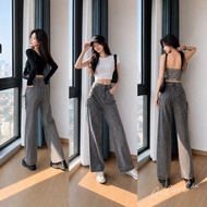 Y2k gray wash y2k high-waisted soft wide-leg jeans