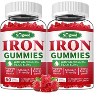 2 Pack Iron Gummies for Women & Men - Vegan Iron Supplement for Anemia & Iron Deficiency, with Vitam