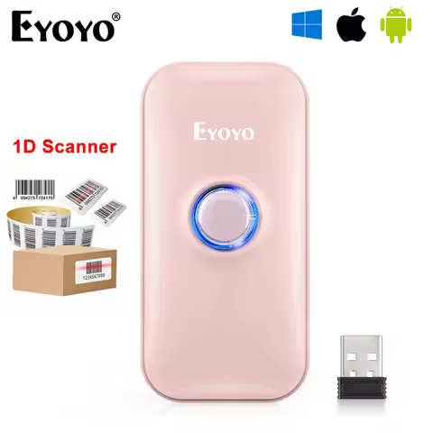 Eyoyo 1D Bluetooth Barcode Scanner Mini Pink For Women, Library Warehouse Portable Barcodes Scanning