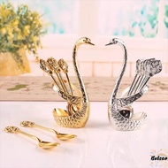 BOLSAED Swan Spoons, with 6 Spoons Stirring Mixing Swan Base Stand Spoons, Creative Table Decoration