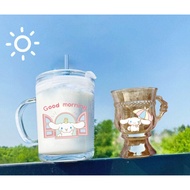 Cinnamoroll pochacco sanrio white dog glass cup lolita cup with handle and straw lid 140ml 400ml C29