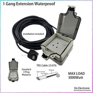 2 Gang 3Pin Switch Socket HEAVY DUTY TRAILING EXTENSION SOCKET Waterproof Garden Sirim