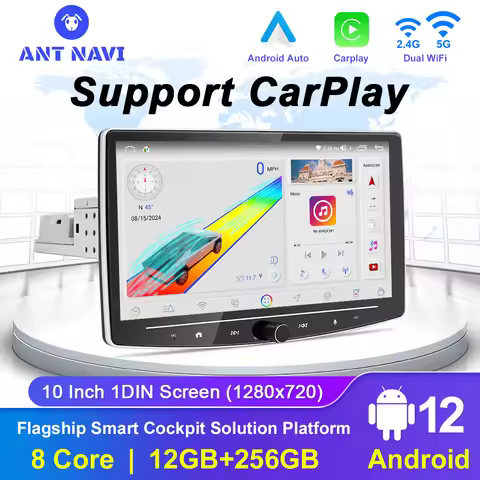 AntNavi 10inch Rotate Android Car Radio QLED Screen GPS Android 1 Din Apply CarPlay Autoradio Knob B