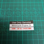 HONDA EX5 DREAM WAVE 110 STICKER KULIT ENGINE ENGINE COVER STICKER OIL GRADE STICKER 10W-30 SJ JASO 