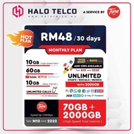 TUNETALK RM48 VIRAL (10GB HIGH SPEED INTERNET + 60GB HIGH SPEED VIDEO INTERNET + UNLIMITED SOCIAL, C