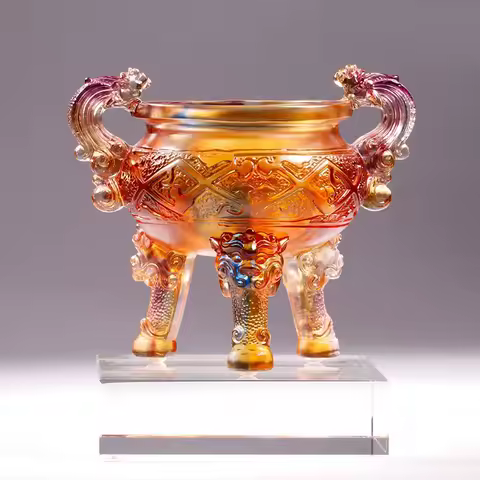 Coloured glaze tripod ornament Ding gift a solemn promise decoration