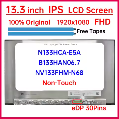 13.3" Laptop LCD Screen N133HCA-E5A B133HAN06.7 NV133FHM-N68 Display Matrix Panel 1920x1080 IPS 45% 