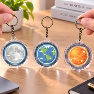 MATAHARI GANTUNGAN Buy 6 Get 1 Free Round Acrylic Keychain Solar System Earth Sun Moon Souvenir Bag,