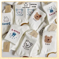Korean Style White High Collar Women's Socks with Bear Rabbit Animal Pattern Cute COZY COZY