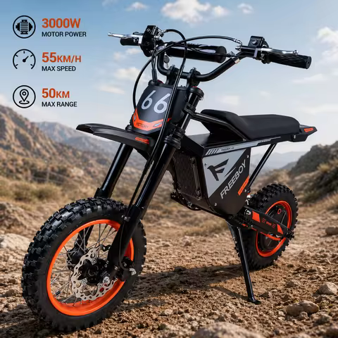 FREEBOY Y66 Electric Dirt Bike for Teens,12''/10'' Off Road Electric Motorcycle, Dual Brakes & Suspe
