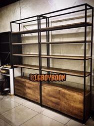 【BIgBoyRoom】工業風家具 鐵製置物架 LOFT實木美式復古展示架 置物櫃收納櫃 酒吧民宿餐廳客製化 隔間牆屏風